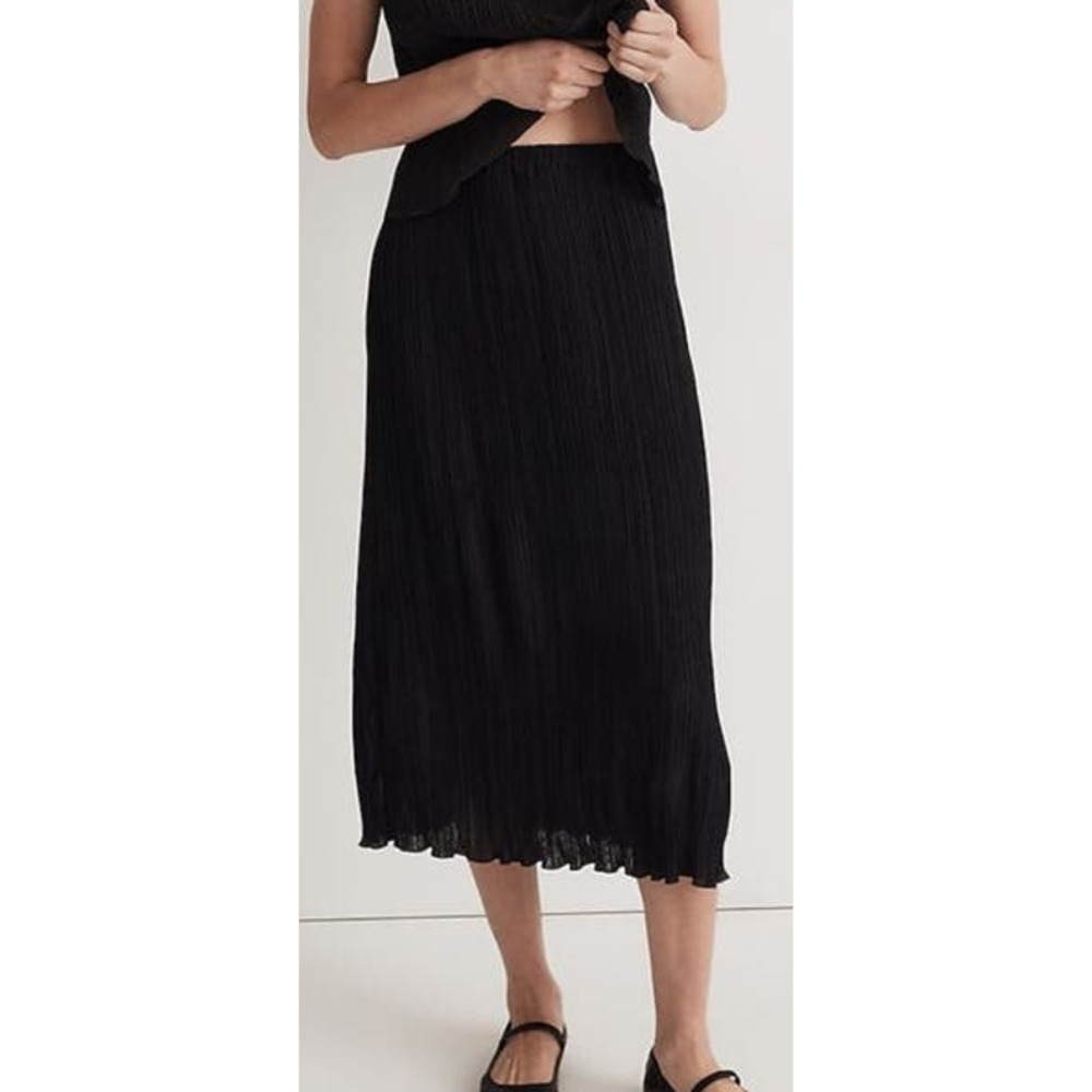Madewell Plisse Midi Slip Pull On Column Fashion Trendy Skirt US Women's S New